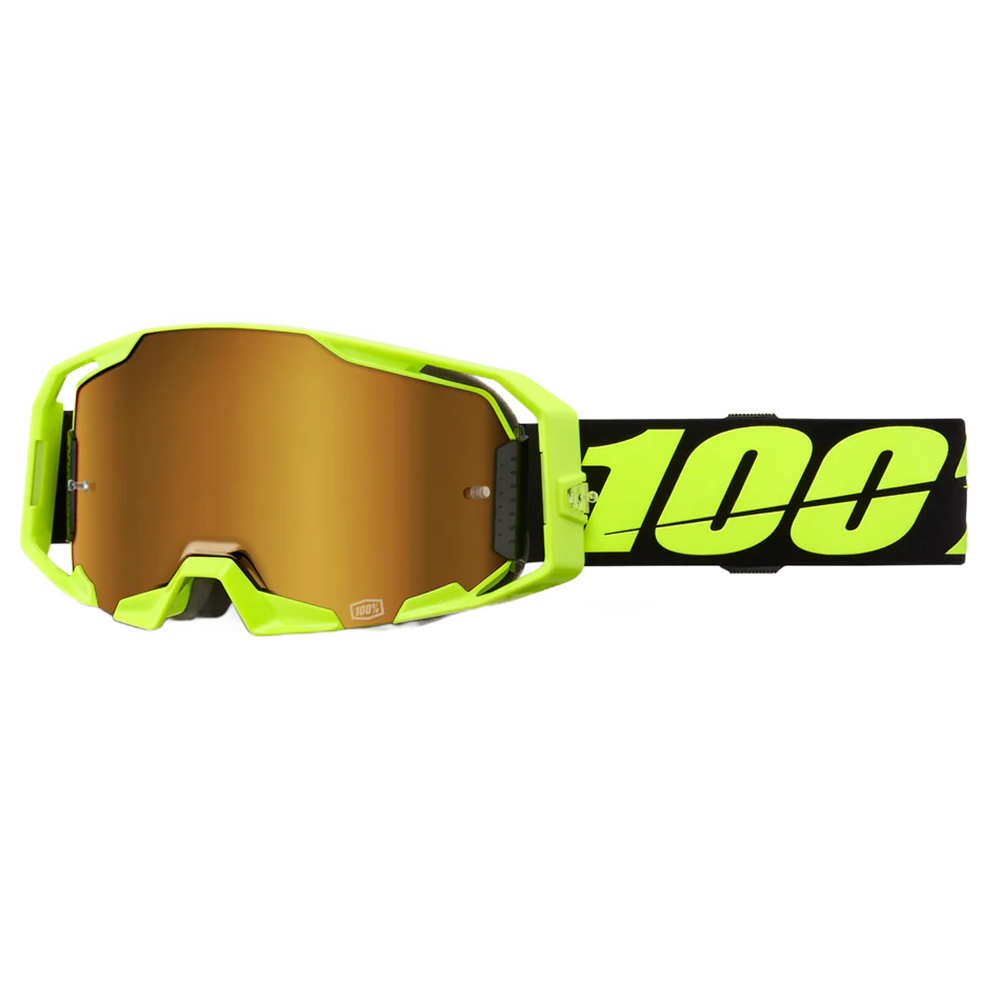 100% Armatic Goggles - Neon Yellow (Mirror True Gold Lens)
