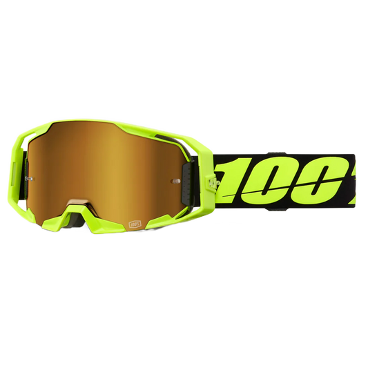 100% Armatic Goggles - Neon Yellow (Mirror True Gold Lens)
