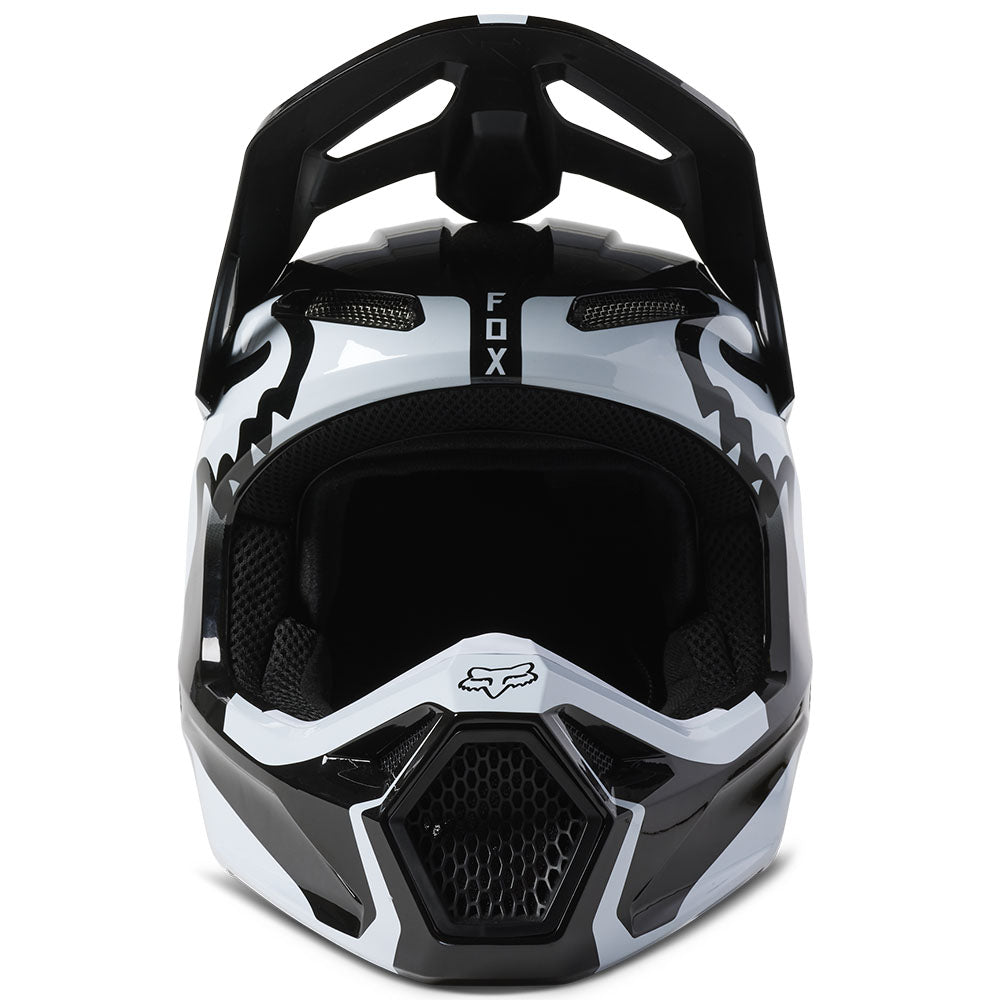 Fox Youth V1 Leed Helmet - DOT/ECE (Black/White)
