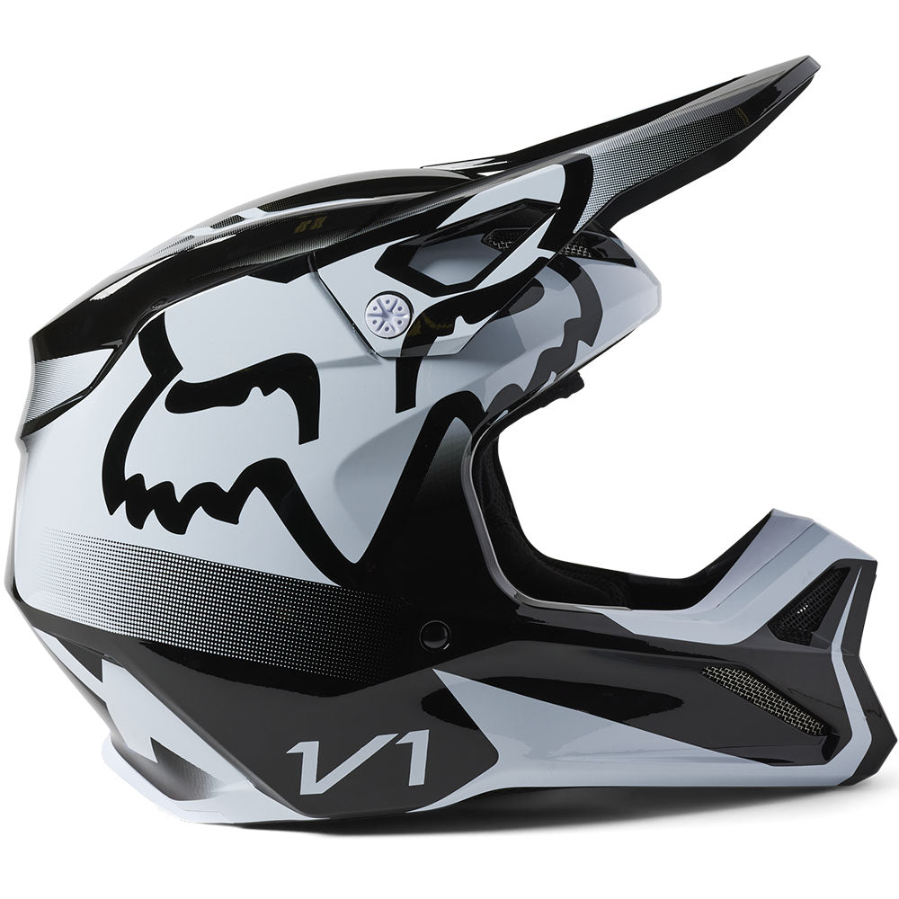 Fox Youth V1 Leed Helmet - DOT/ECE (Black/White)