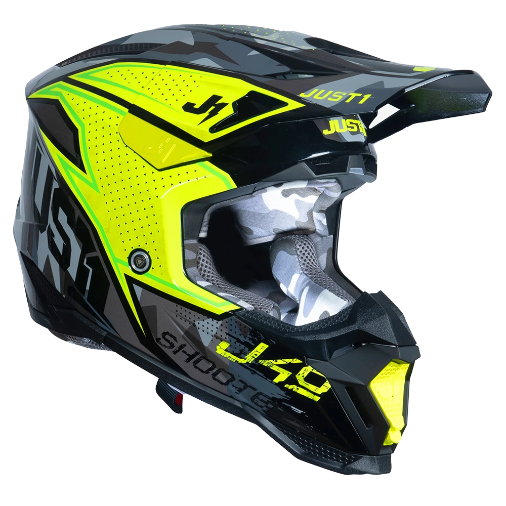 Just 1 J40 Shooter Helmet (Camo Flo Yellow Black) Gloss