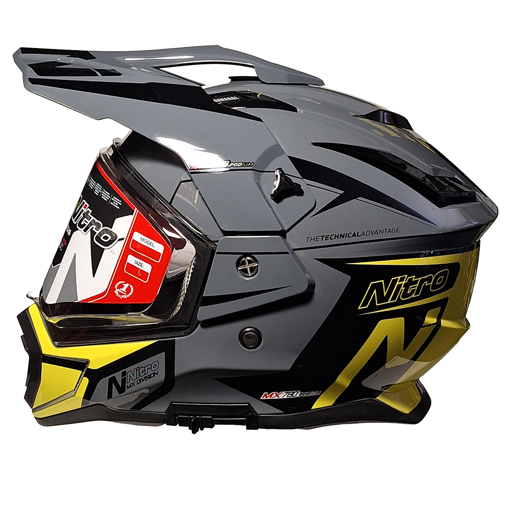 Nitro MX780 Podium Adventure Helmet (Grey Yellow) Gloss