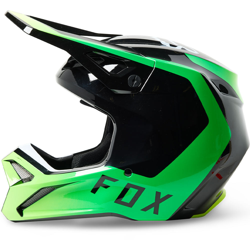 Fox V1 Dpth Helmet - DOT/ECE (Black/Fluo Green)