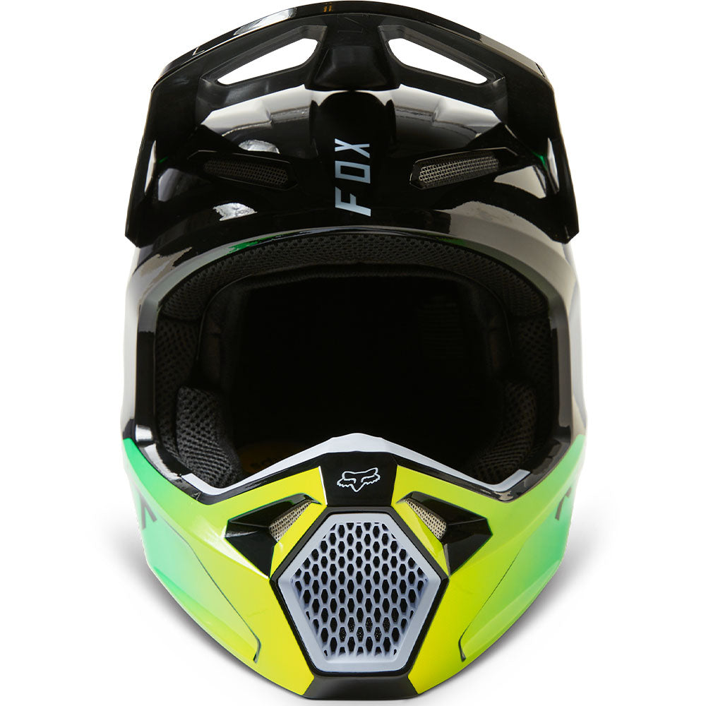 Fox V1 Dpth Helmet - DOT/ECE (Black/Fluo Green)