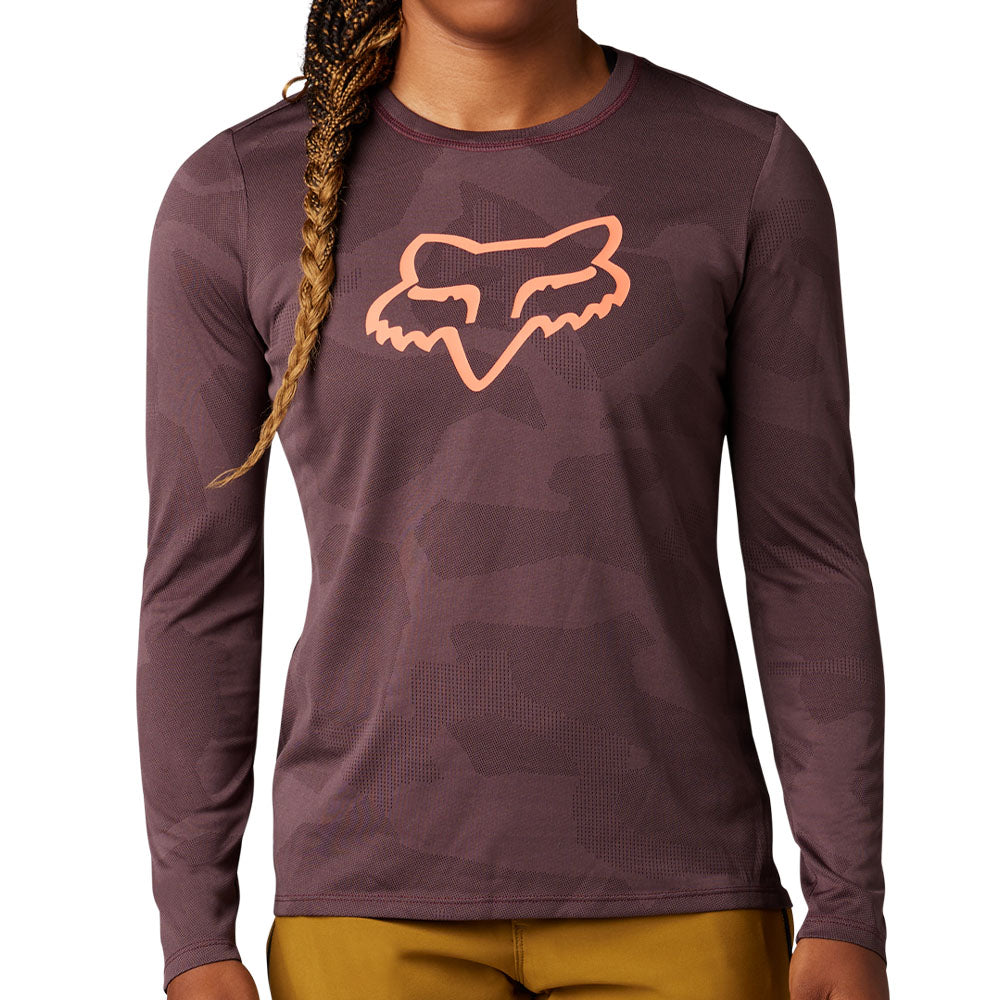 Fox Women's Ranger Long Sleeve MTB Jersey (Dark Maroon)