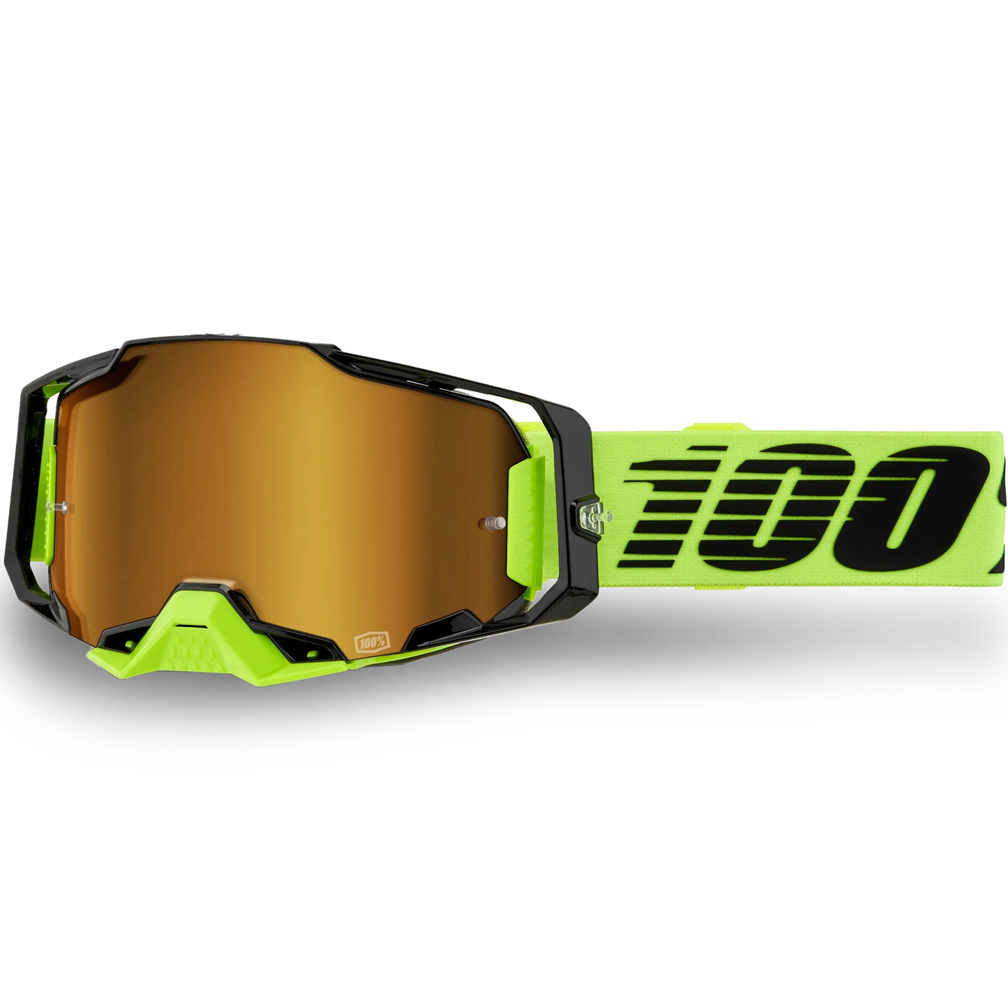 100% Armega Goggles - Neon Yellow (Mirror Gold Lens)