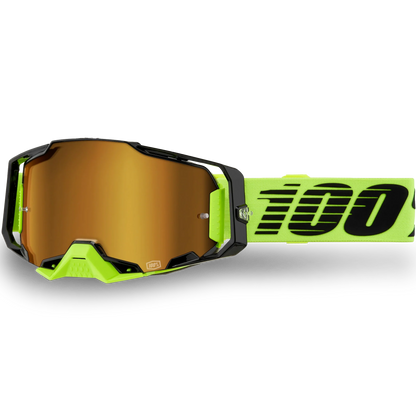 100% Armega Goggles - Neon Yellow (Mirror Gold Lens)