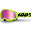 100% Strata 2 Goggles - Neon Yellow (Mirror Pink Lens)