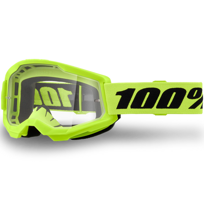 100% Strata 2 Goggles - Neon Yellow (Mirror Pink Lens)