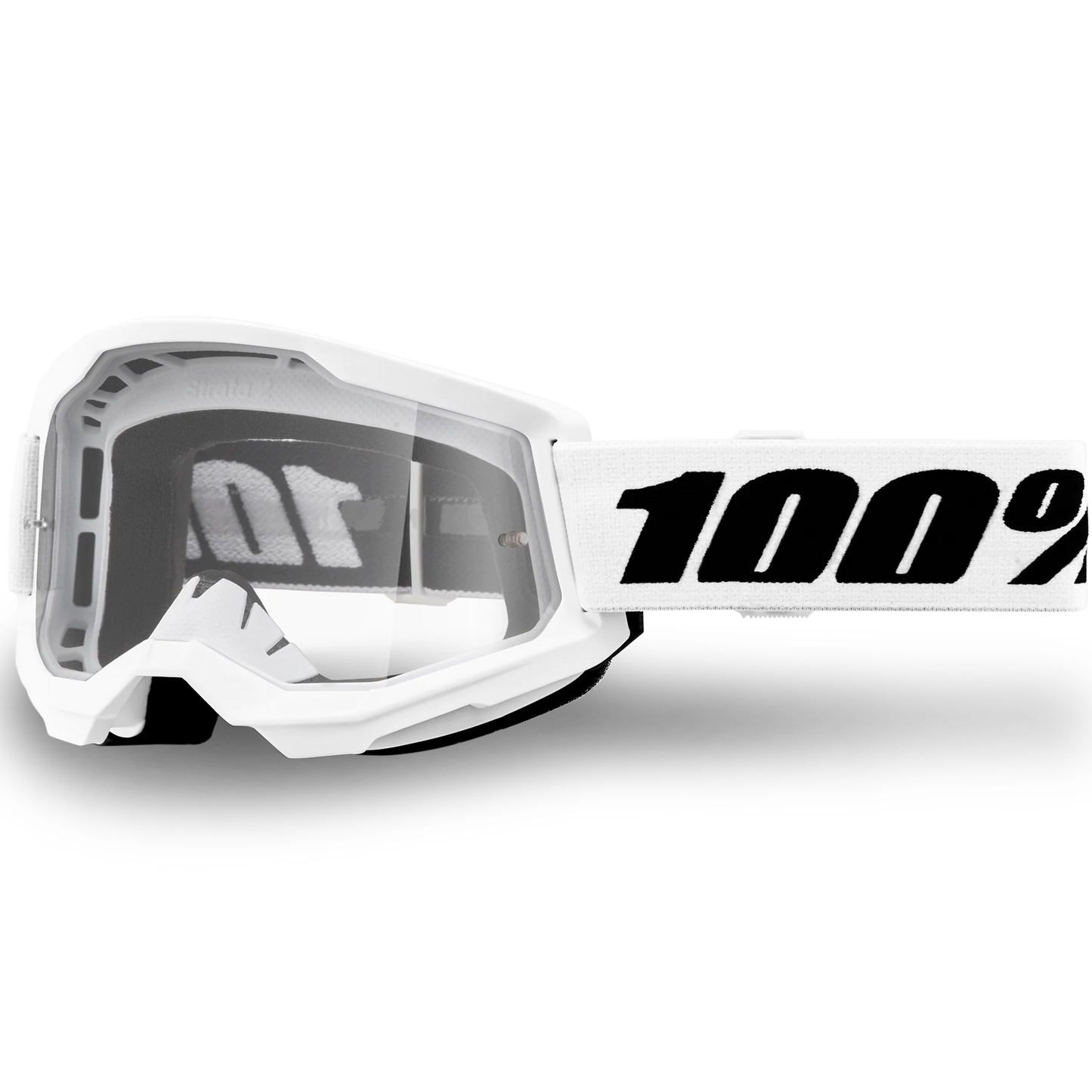 100% Strata 2 Goggles - White (Mirror Silver Lens)