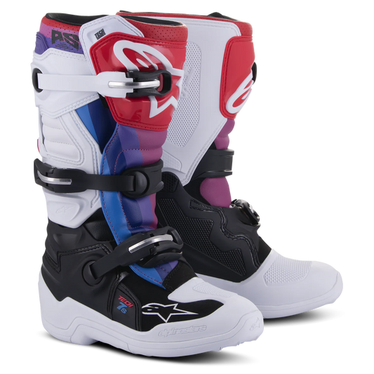 Alpinestars Tech 7S Youth Boots Black/White/Rainbow