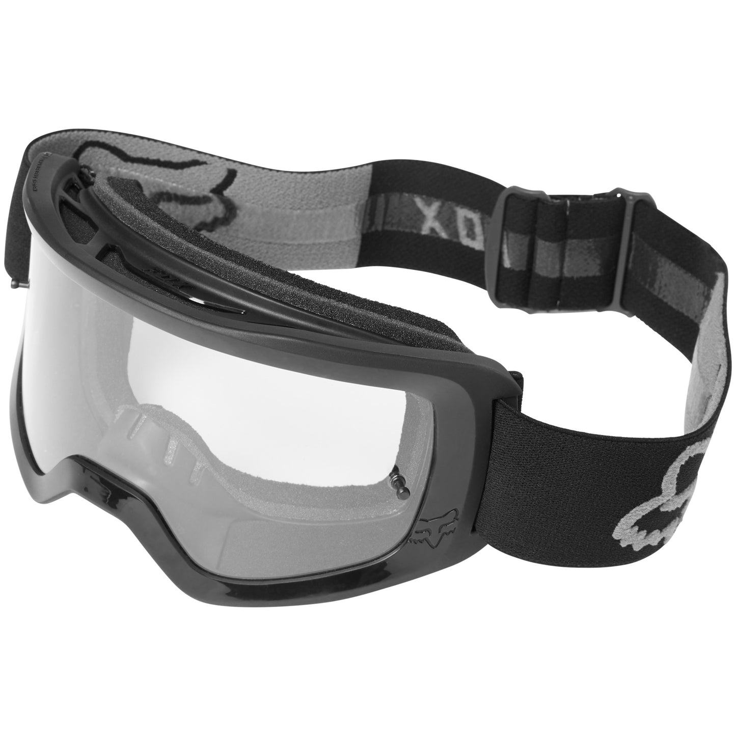 Fox V1 Solid Helmet + Main II Stray Goggles Combo (Black Gloss/Black Clear Lexan)