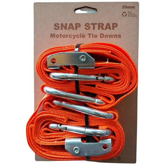 Snap Strap Soft Loop 35mm Motorcycle Tie Downs (Orange)