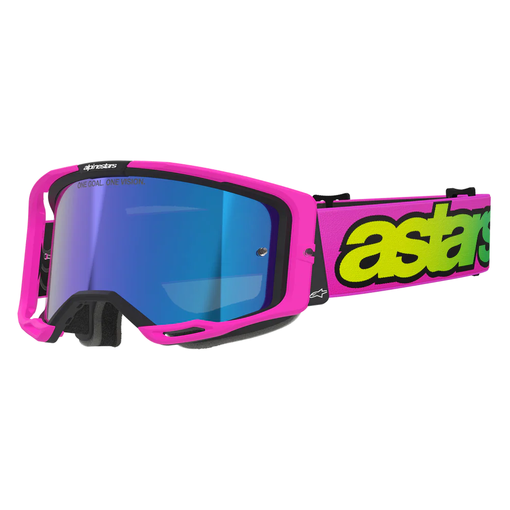 Alpinestars Vision 8 Vista Goggles - Pink Flou Yellow Fl (Mirror Blue Lens)