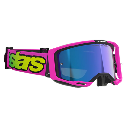 Alpinestars Vision 8 Vista Goggles - Pink Flou Yellow Fl (Mirror Blue Lens)