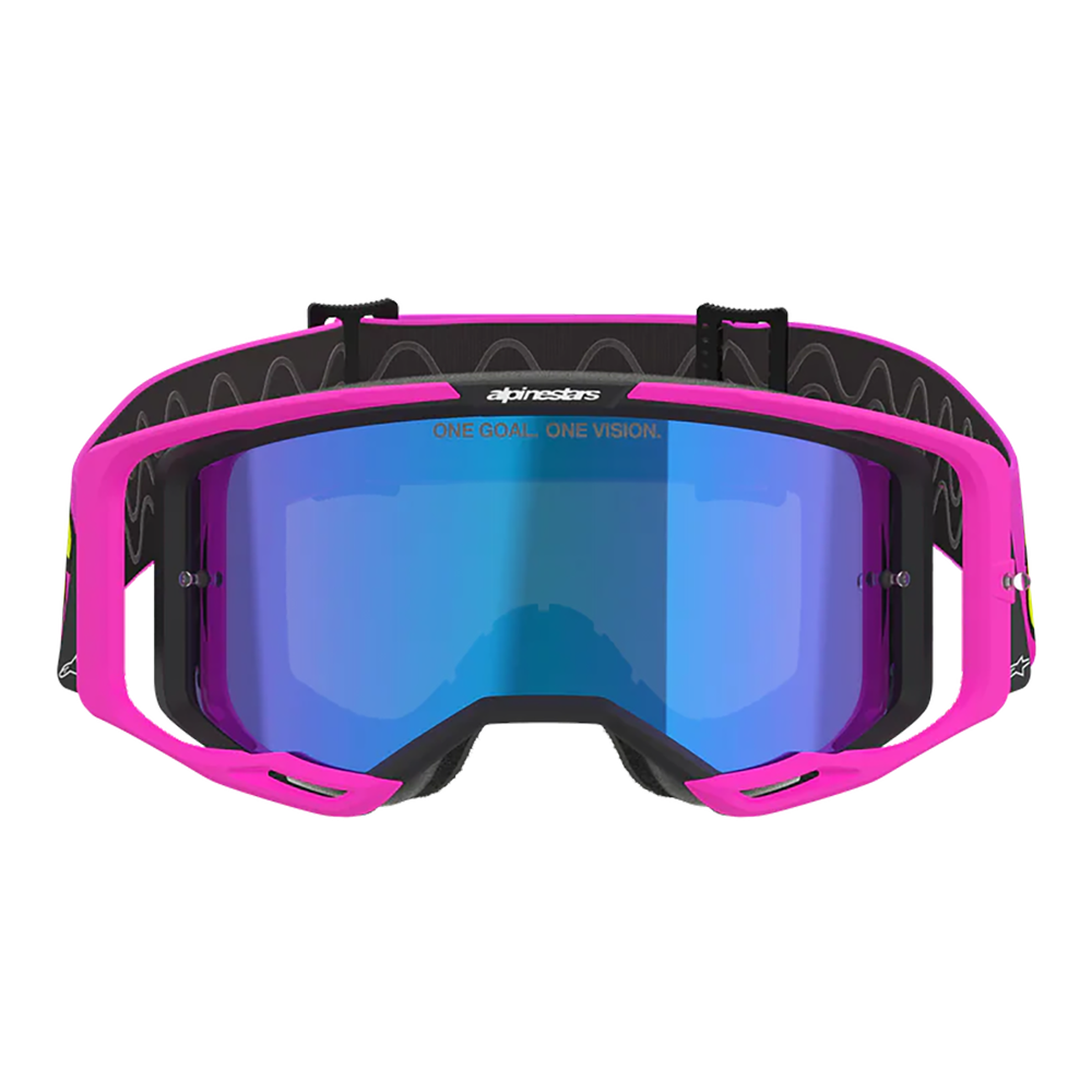 Alpinestars Vision 8 Vista Goggles - Pink Flou Yellow Fl (Mirror Blue Lens)