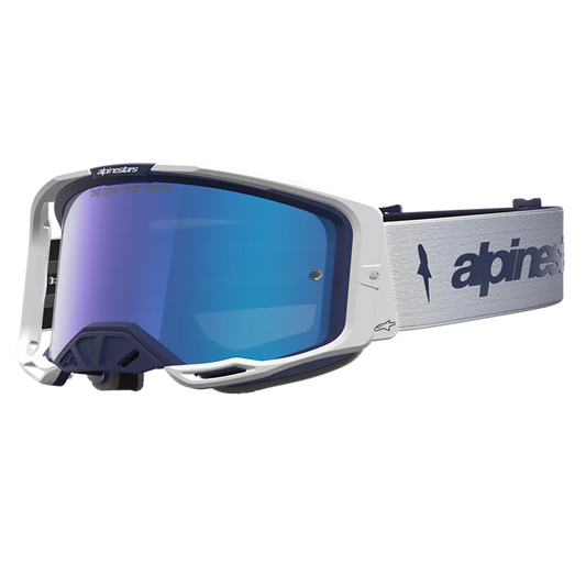 Alpinestars Vision 8 Amber Goggles -  Navy White (Mirror Blue Lens)
