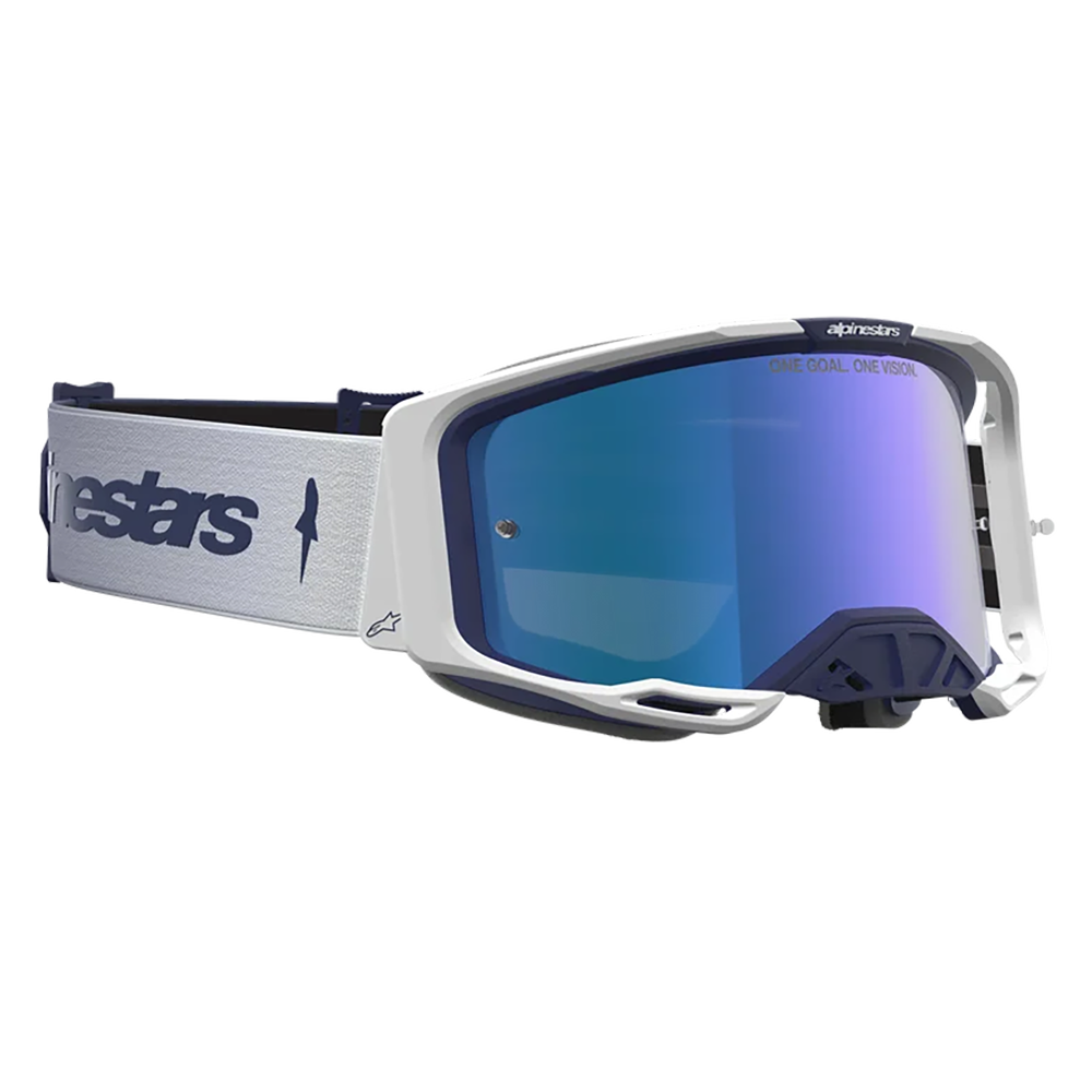 Alpinestars Vision 8 Amber Goggles -  Navy White (Mirror Blue Lens)