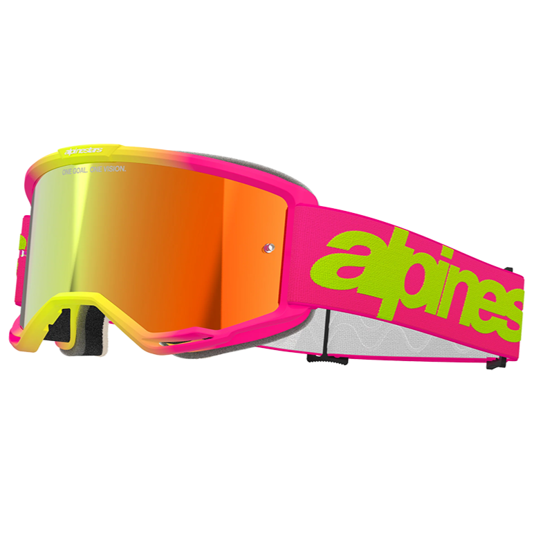 Alpinestars Vision 5 Wordmark Goggles - Pink/Yellow (Mirror Red Lens)