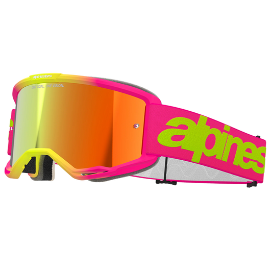 Alpinestars Vision 5 Wordmark Goggles - Pink/Yellow (Mirror Red Lens)