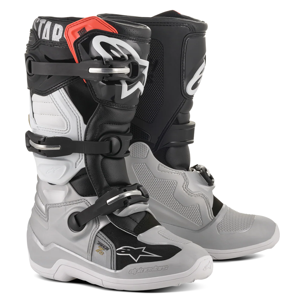 Alpinestars Tech 7S Youth Boots Black/Silver/White/Gold