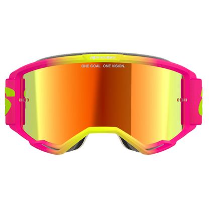 Alpinestars Vision 5 Wordmark Goggles - Pink/Yellow (Mirror Red Lens)