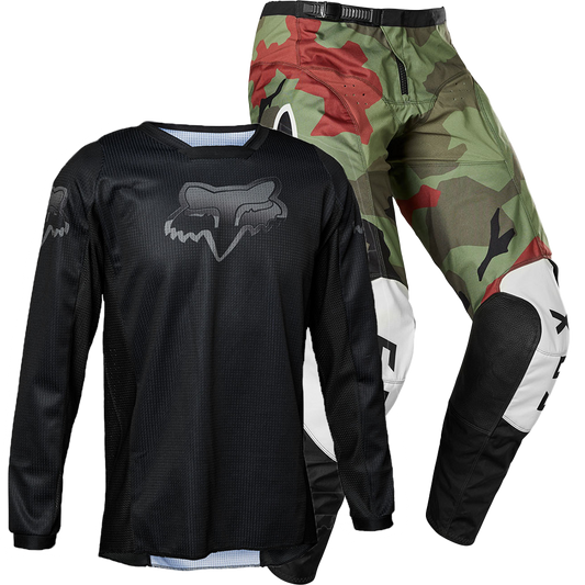 Fox Youth 180 Bnkr Blackout Gear Combo (Green Camo Black)