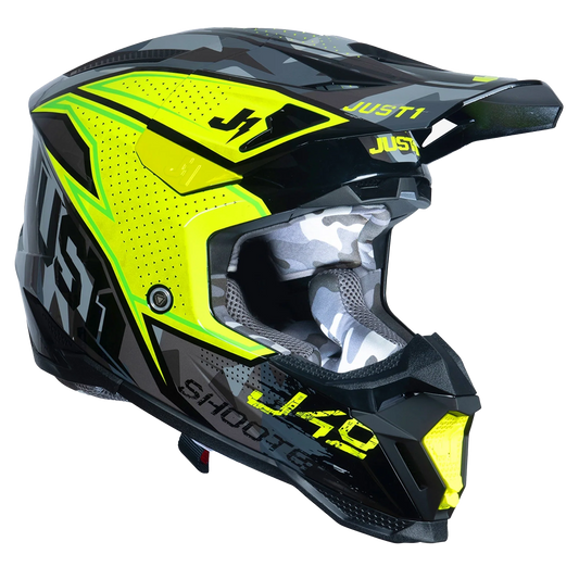 Just 1 J40 Shooter Helmet (Camo Flo Yellow Black) Gloss