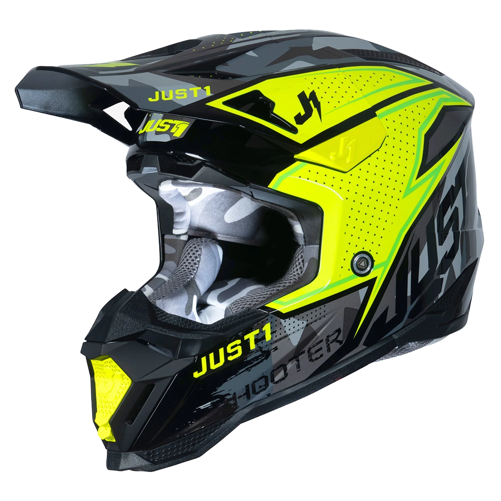 Just 1 J40 Shooter Helmet (Camo Flo Yellow Black) Gloss