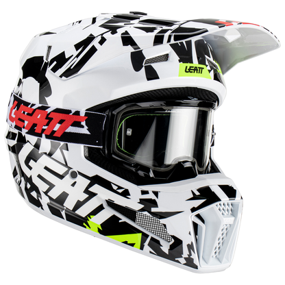 Leatt Moto 3.5 Helmet and 4.5 Goggles (Zebra)