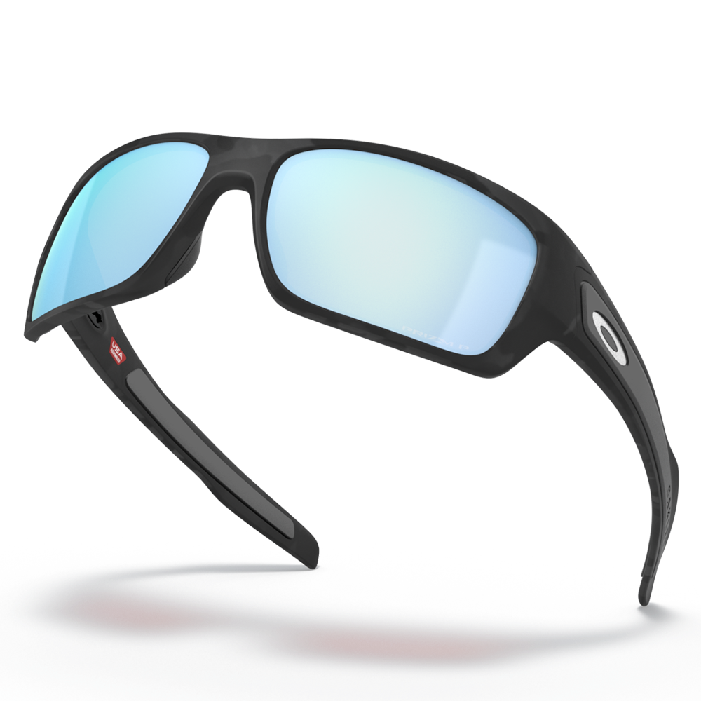 Oakley Turbine Sunglasses - Prizm Deep Water Blue Polarized Lenses (Matt Black Camo Frame)