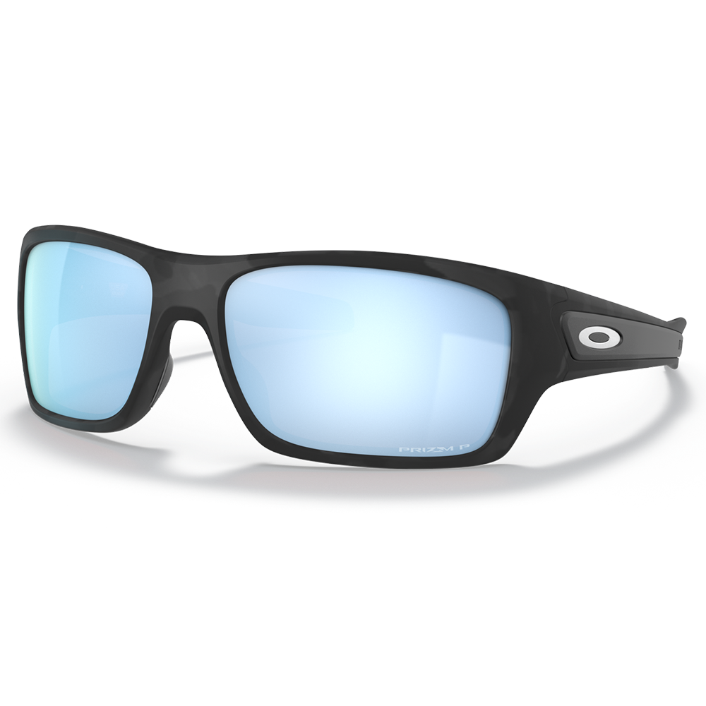 Oakley Turbine Sunglasses - Prizm Deep Water Blue Polarized Lenses (Matt Black Camo Frame)