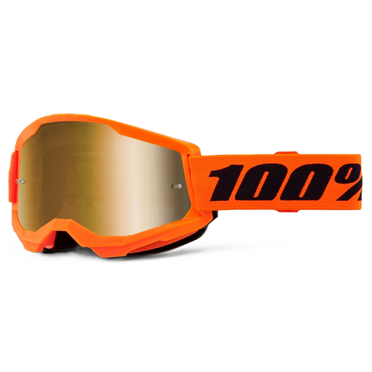 100% Strata 2 Goggles - Neon Orange (Mirror True Gold Lens)