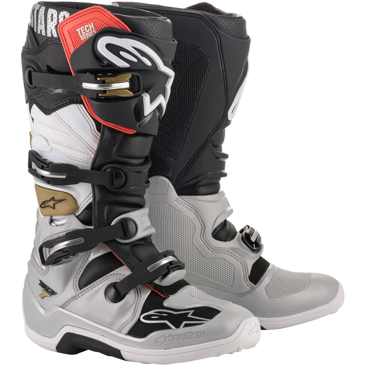 Alpinestars Tech 7 Boots (Black/Silver/White/Gold)
