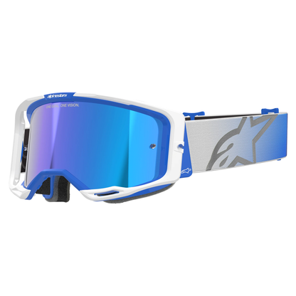 Alpinestars Vision 8 Goggles - Blue/White (Mirror Blue Lens)