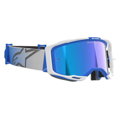 Alpinestars Vision 8 Goggles - Blue/White (Mirror Blue Lens)