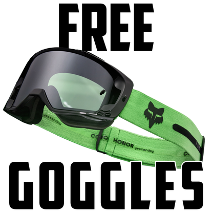 Fox V3 RS 50th LE Helmet + Vue 50th LE Goggles - Spark Injected Lens (Black/Fluo Green)