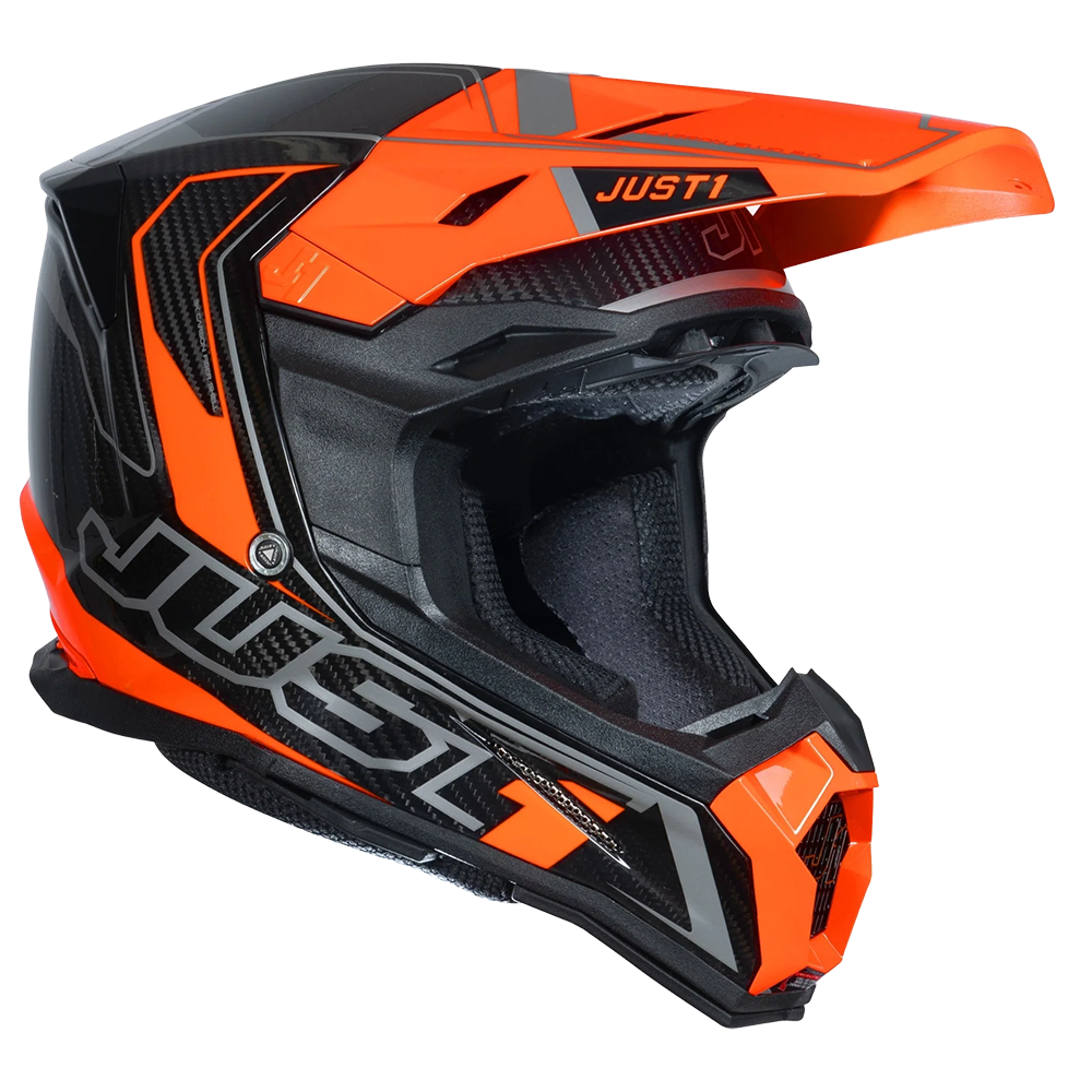 Just 1 J22 Frontier Carbon Helmet (Fluo Orange) includes Just 1 Nerve Goggles