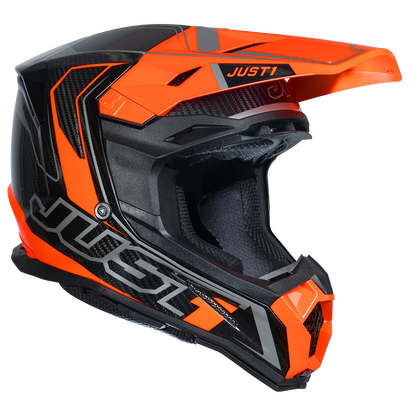 Just 1 J22 Frontier Carbon Helmet (Fluo Orange) includes Just 1 Nerve Goggles