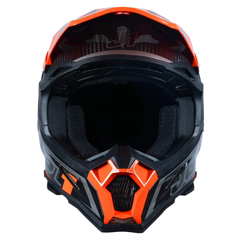 Just 1 J22 Frontier Carbon Helmet (Fluo Orange) includes Just 1 Nerve Goggles