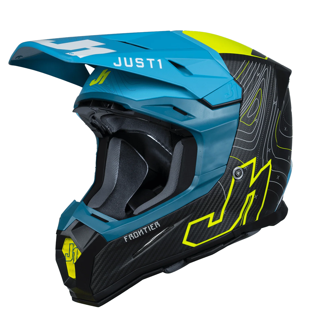 Just 1 J22 Frontier Carbon Helmet (Fluo Yellow Blue) includes Just 1 Nerve Goggles
