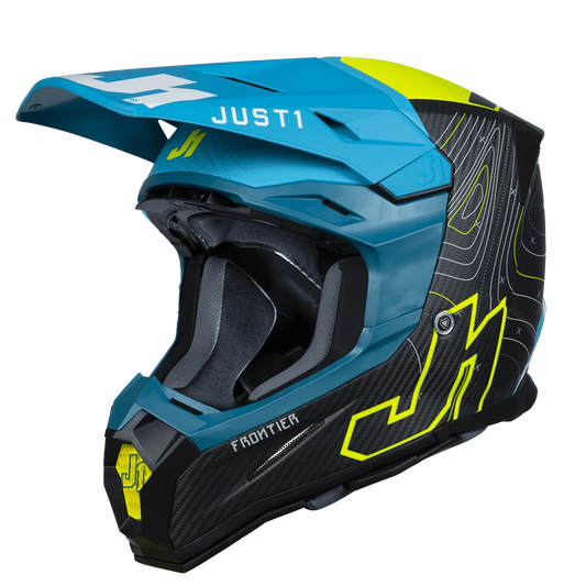 Just 1 J22 Frontier Carbon Helmet (Fluo Yellow Blue) includes Just 1 Nerve Goggles