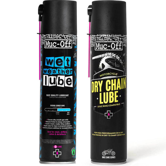 *Combo Pack* Muc-Off Dry Chain Lube (400ml) + Wet Weather Lube (400ml)