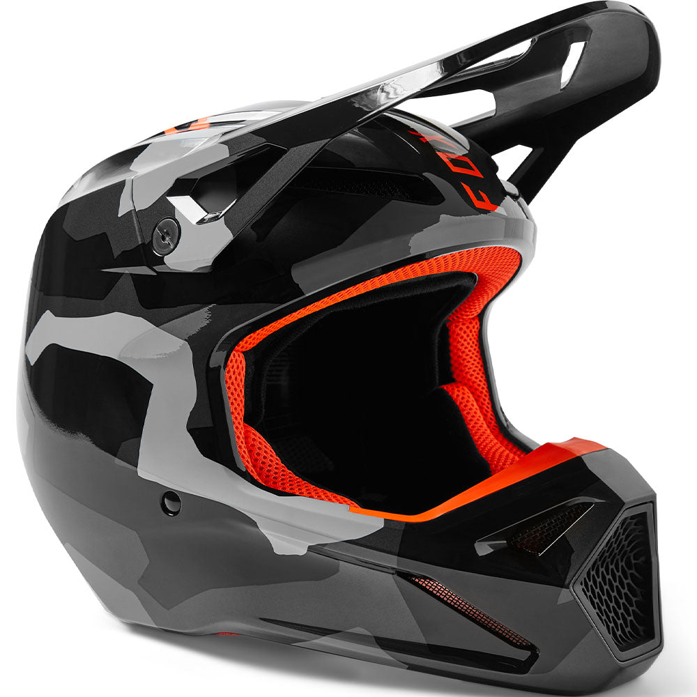 Fox V1 Bnkr Helmet - DOT/ECE (Grey Camo/Fluo Orange)